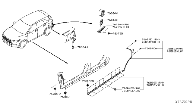 2019 Infiniti QX50 Duct-Drafter,Outlet RH Diagram for 76804-5NA0B