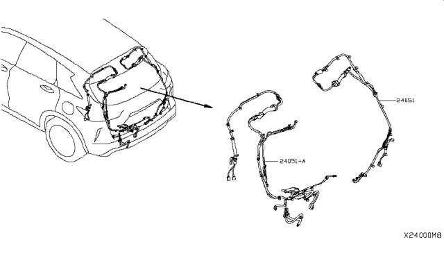 2019 Infiniti QX50 Harness-Back Door Diagram for 24053-5NA1A