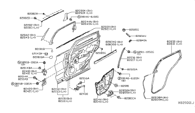 2019 Infiniti QX50 Door Rear LH Diagram for HBA01-5NAMA