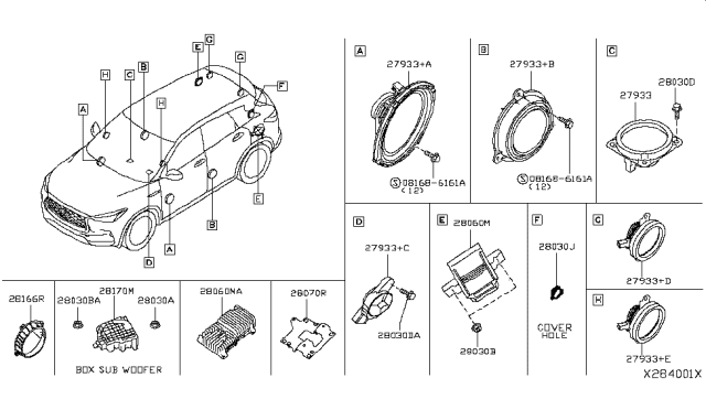 2019 Infiniti QX50 AMPLIFER Assembly-Speaker Diagram for 28061-5NZ2B