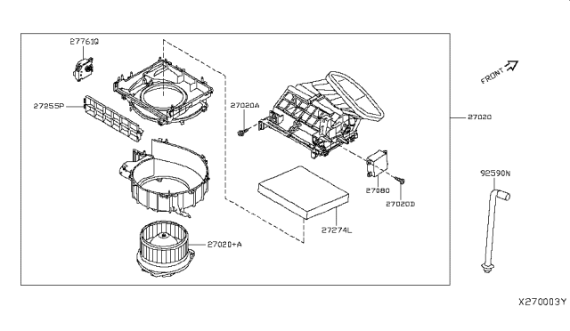2019 Infiniti QX50 Air Conditioner Air Filter Kit Diagram for 27277-6CA0A
