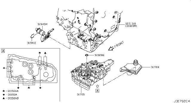 2019 Infiniti QX50 Oil Strainer Diagram for 31728-28X0A