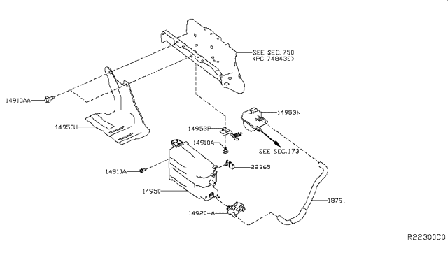 2015 Infiniti QX60 Evaporative Emission Canister Diagram for 14950-7Y00A