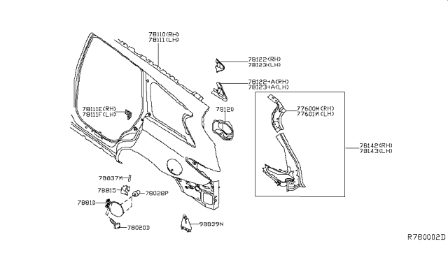 2013 Infiniti JX35 Rear Fender & Fitting Diagram 1