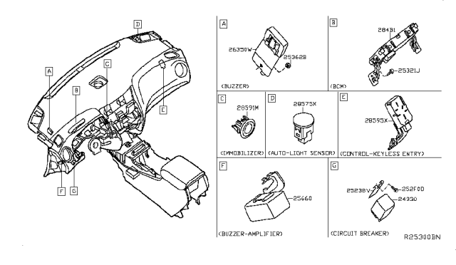 2013 Infiniti JX35 Body Control Module Controller Assembly Diagram for 284B1-3JA1B