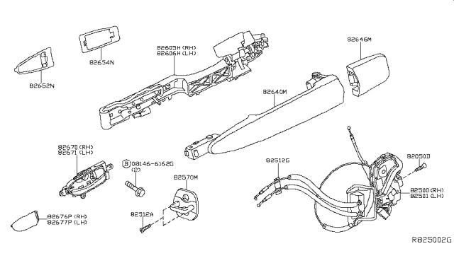 2019 Infiniti QX60 Rear Door Lock & Handle Diagram