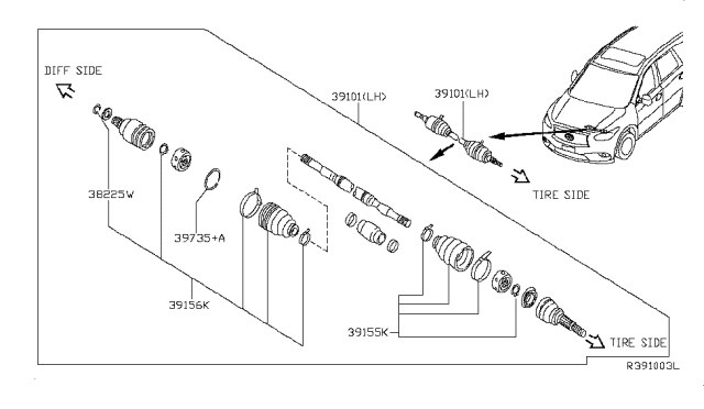 2014 Infiniti QX60 Front Drive Shaft (FF) Diagram 1