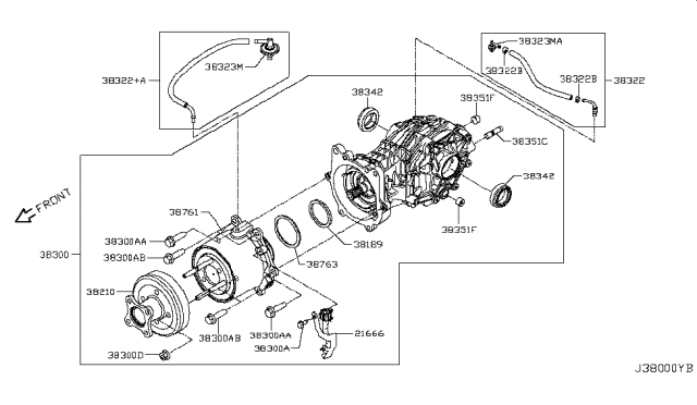 2013 Infiniti JX35 Flange Diagram for 38210-3JA0A