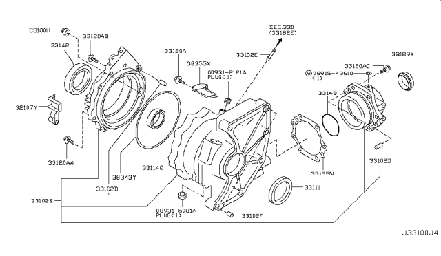 2013 Infiniti JX35 Seal-Oil,Drive Pinion Diagram for 38189-3KA0A