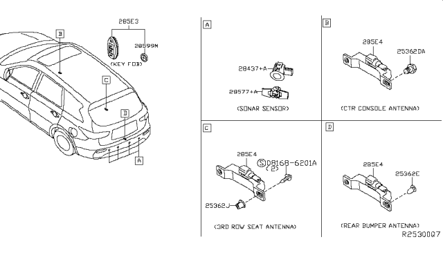 2016 Infiniti QX60 Switch Assembly - Smart KEYLESS Diagram for 285E3-9NB3A
