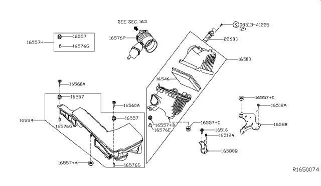 2016 Infiniti QX60 Bracket-Air Cleaner Diagram for 16588-6KA0B