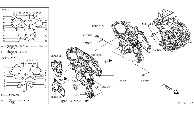 2015 Infiniti QX60 Cover Assy-Front Diagram for 13500-JA11B