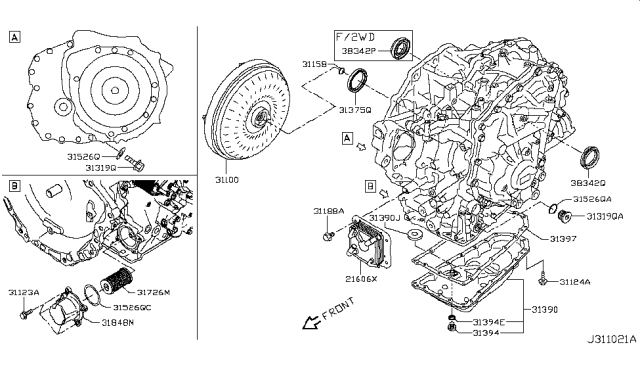 2019 Infiniti QX60 Torque Converter,Housing & Case Diagram 2