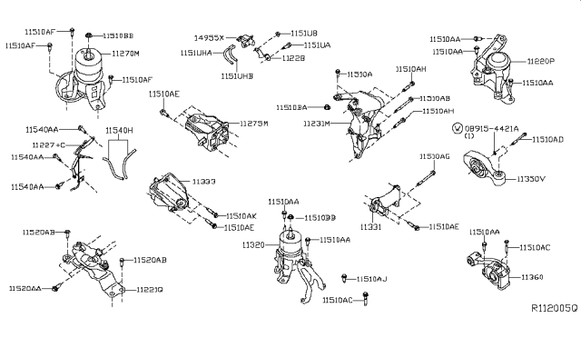 2018 Infiniti QX60 Gas Engine & Transmission     Mounting Diagram 1