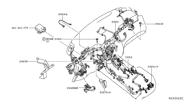 2015 Infiniti QX60 Harness-Main Diagram for 24010-9NA6B