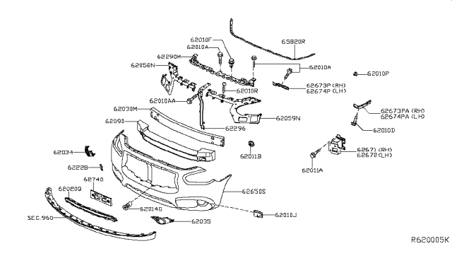 2013 Infiniti JX35 Front Bumper Diagram