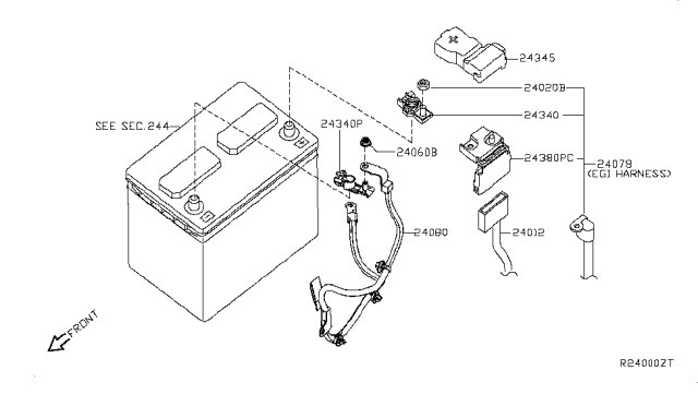 2013 Infiniti JX35 Cable Assy-Battery Earth Diagram for 24080-1JA0A