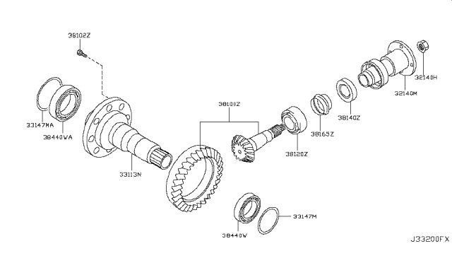 2014 Infiniti QX60 Flange Assy-Companion Diagram for 38210-JP01C