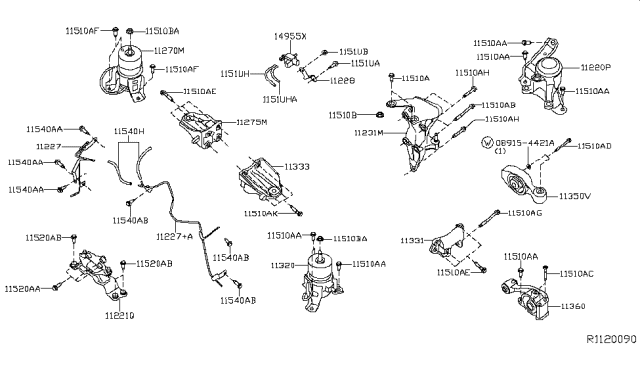 2018 Infiniti QX60 Gas Engine & Transmission     Mounting Diagram 2