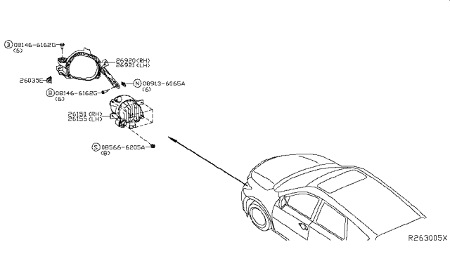 2017 Infiniti QX60 Lamp Fog LH Diagram for 26155-9B91D