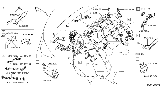 2017 Infiniti QX60 Harness Assembly-EGI Diagram for 24011-9NB0A