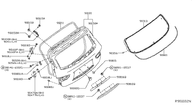 2014 Infiniti QX60 Bumper-Rubber Diagram for 90878-3JA0A