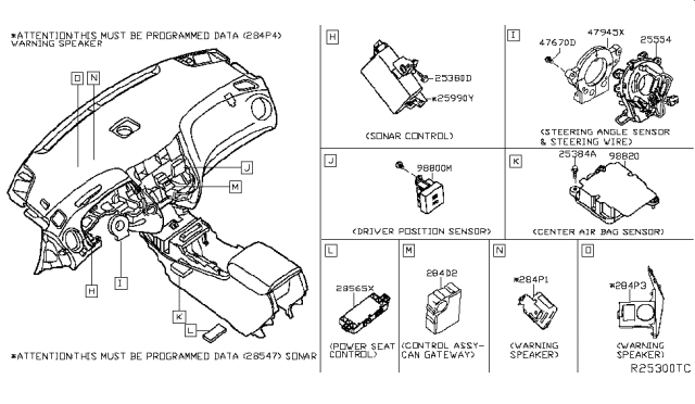 2016 Infiniti QX60 Steering Angle Sensor Assembly Diagram for 47945-3TA1A