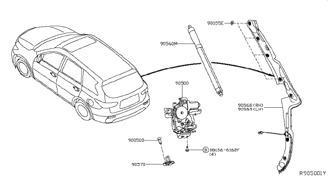 2019 Infiniti QX60 Sensor-Touch,Power Back LH Diagram for 90569-9NJ0A