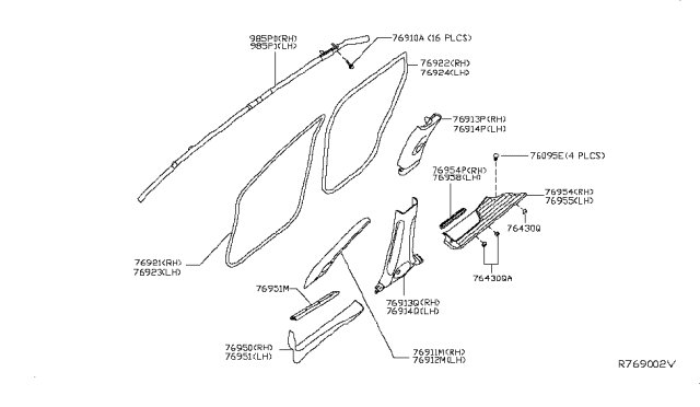 2019 Infiniti QX60 Body Side Trimming Diagram