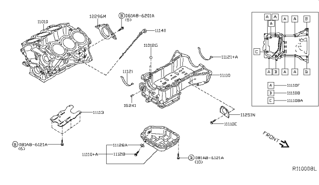 2018 Infiniti QX60 Gas Cylinder Block & Oil Pan Diagram 1