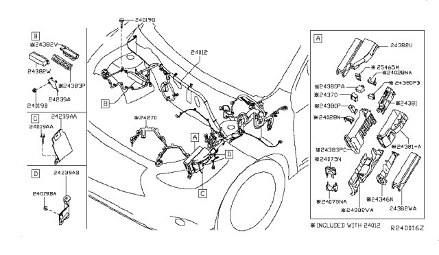 2014 Infiniti QX60 Harness-Engine Room Diagram for 24012-3JA1A