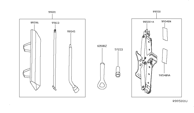 2014 Infiniti QX60 Jack Complete Diagram for 99550-3KT1A