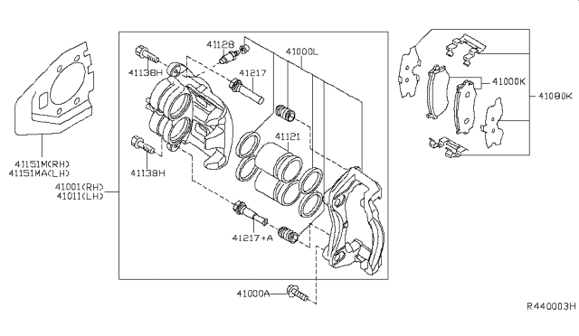 2013 Infiniti JX35 Splash Shield Diagram for 41161-3JA0B