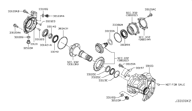 2017 Infiniti QX60 Transfer Case Diagram for 33103-3KA0A