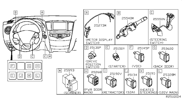 2016 Infiniti QX60 Switch Assy-Steering Diagram for 25550-3JL0B