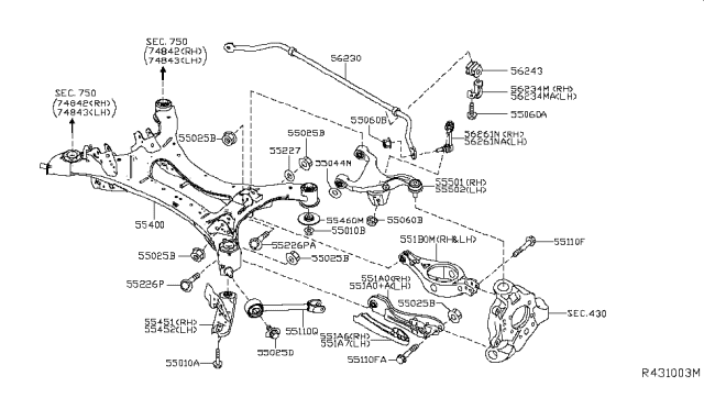 2013 Infiniti JX35 Rear Suspension Diagram 4