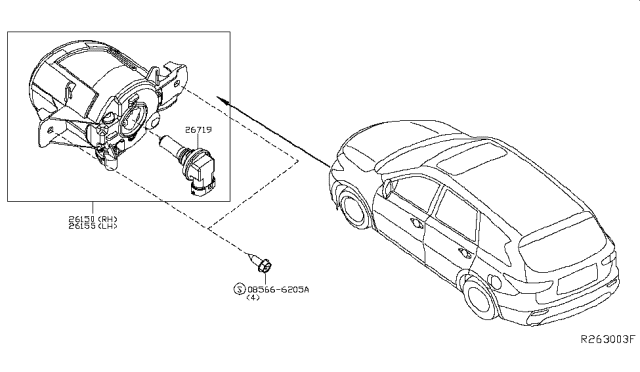 2016 Infiniti QX60 Gas Fog,Daytime Running & Driving Lamp Diagram 1