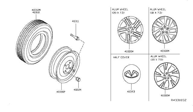 2014 Infiniti QX60 Road Wheel & Tire Diagram 1