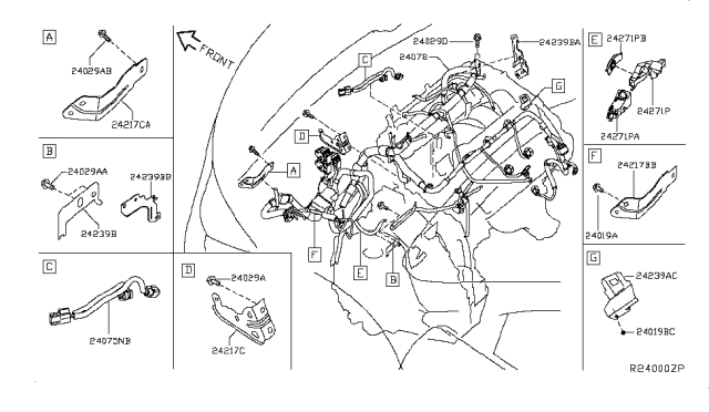 2013 Infiniti JX35 Bracket-Harness Clip Diagram for 24239-JA11A