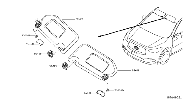 2013 Infiniti JX35 Sunvisor Diagram