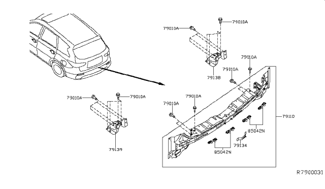 2015 Infiniti QX60 Gas Rear,Back Panel & Fitting Diagram