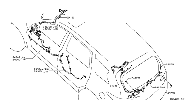 2013 Infiniti JX35 Harness-Door,Rear Diagram for 24126-3JA1B