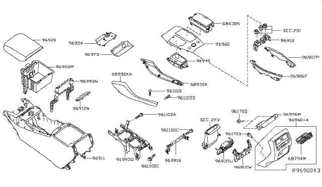 2016 Infiniti QX60 Gas Console Box Diagram 1