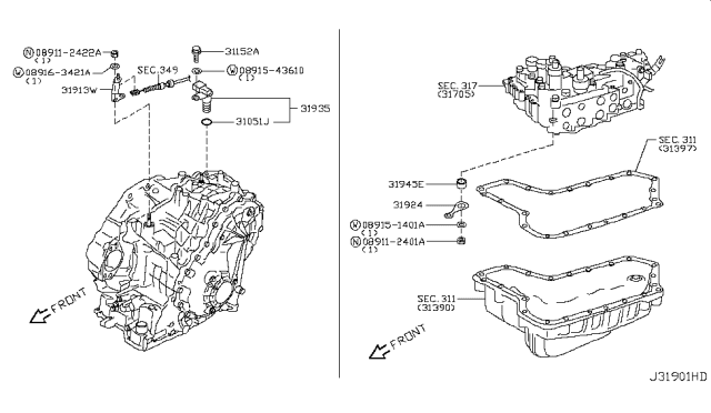 2014 Infiniti QX60 Bolt Diagram for 31377-1XK2A