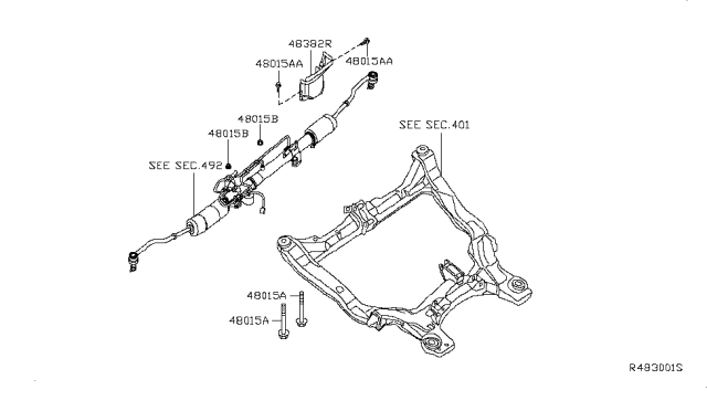 2015 Infiniti QX60 Gas Steering Gear Mounting Diagram