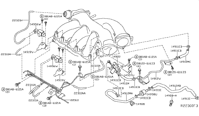 2018 Infiniti QX60 Gas Engine Control Vacuum Piping Diagram 3