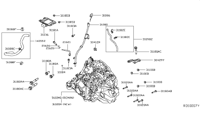 2013 Infiniti JX35 Auto Transmission,Transaxle & Fitting Diagram 4