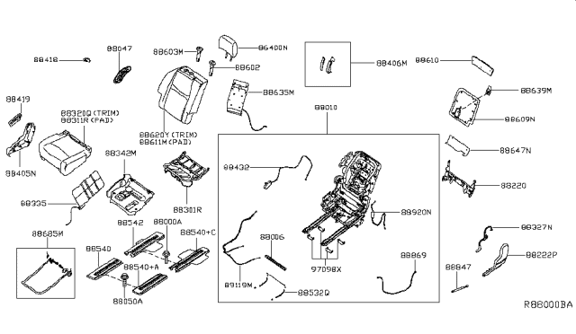 2019 Infiniti QX60 Lever Lock Release, Rear Diagram for 88417-3JA2A