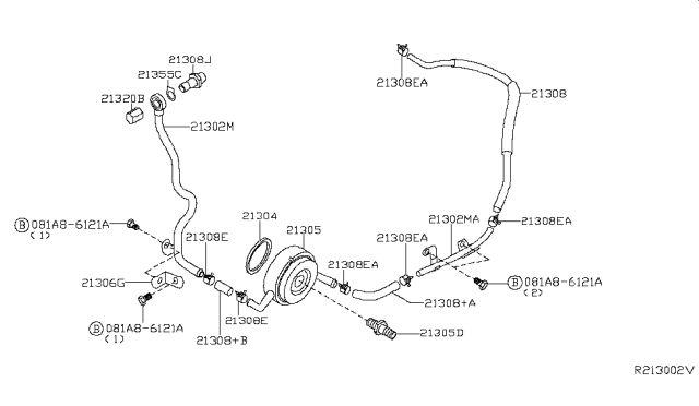 2017 Infiniti QX60 Stud Oil Cooler Diagram for 21313-7S01B