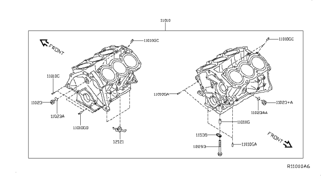 2018 Infiniti QX60 Gas Cylinder Block & Oil Pan Diagram 3